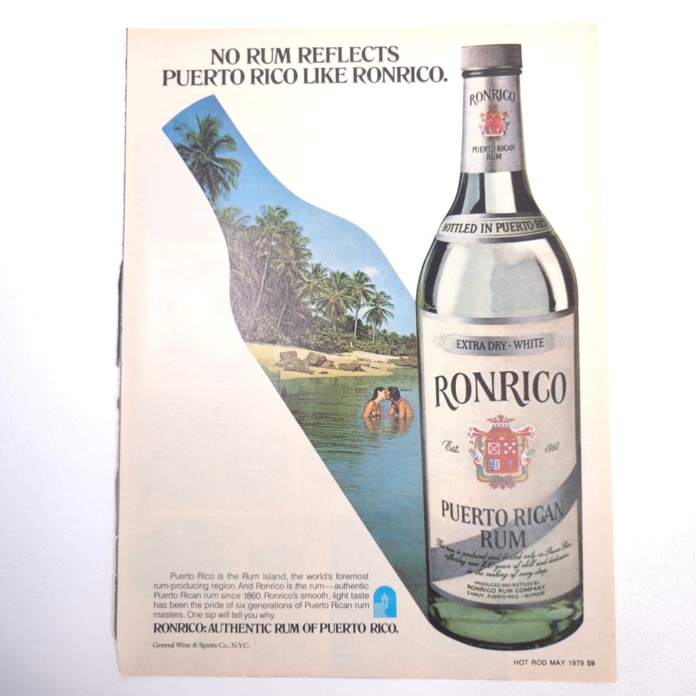 Ronrico Rum Puerto Rico Print Ad Vintage Liquor Advertising Garage Bar Wall Art